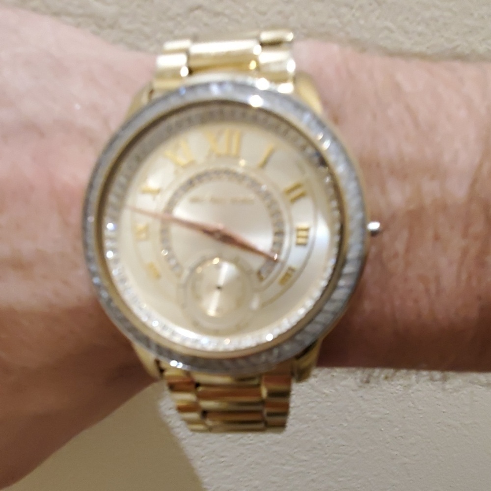 Michael Kors baguette bezel gold watch